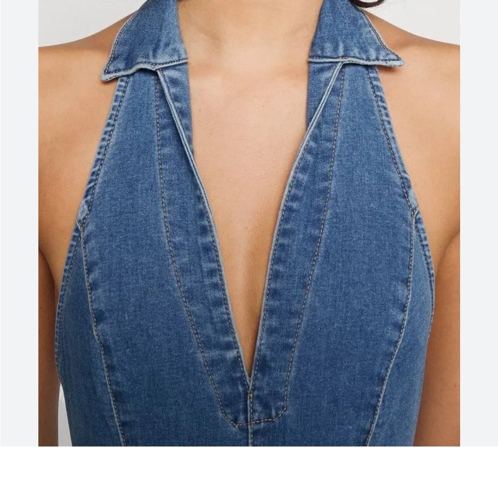 Free People Blue Denim Halter Jumpsuit - Picture 6 of 10